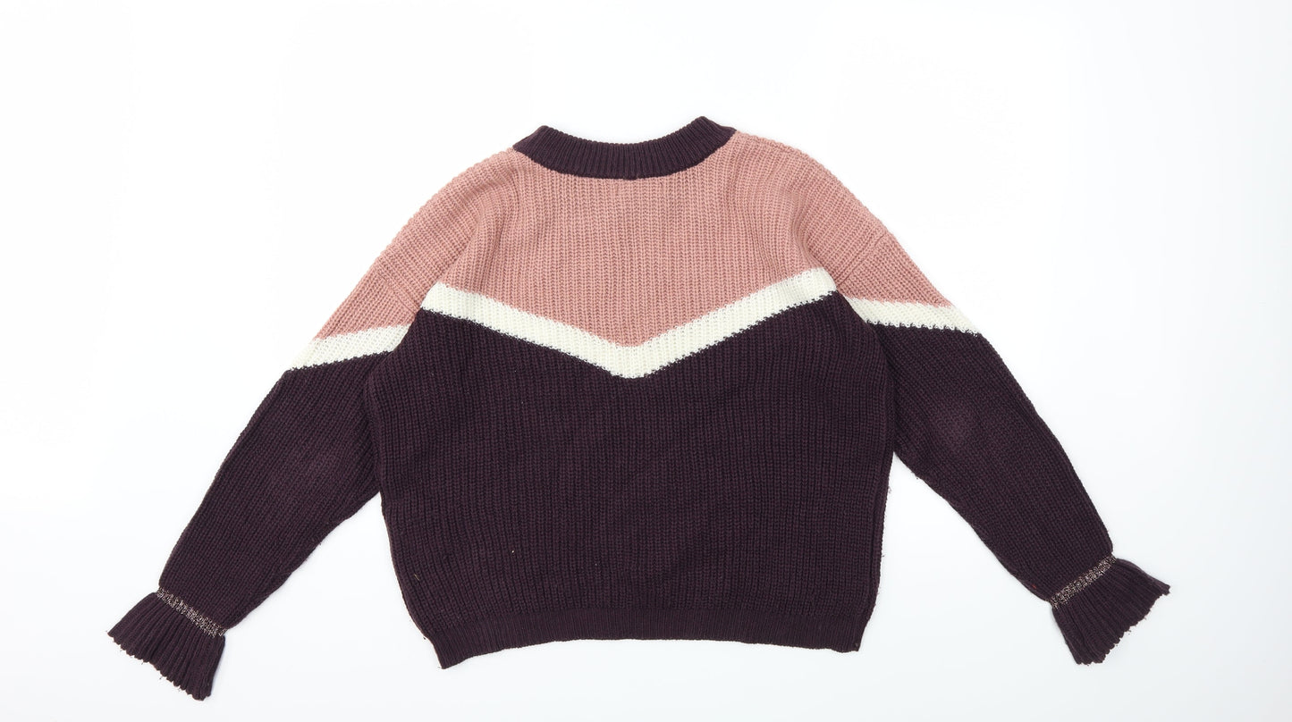 Pieces Womens Pink  Knit Pullover Jumper Size M
