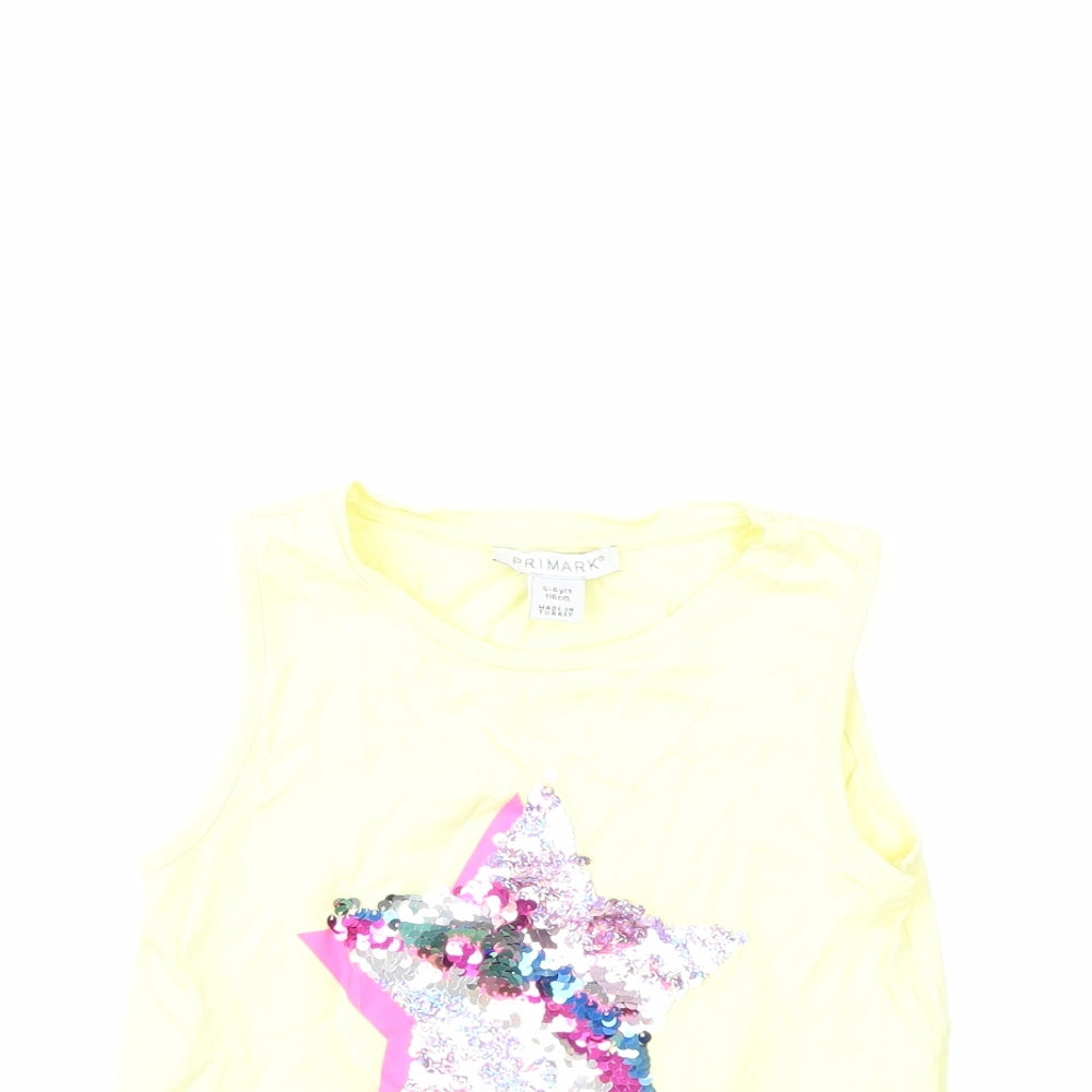 Primark Girls Yellow   Basic Tank Size 5-6 Years