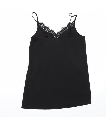Back view of Missguided women’s black basic tank, size UK 8