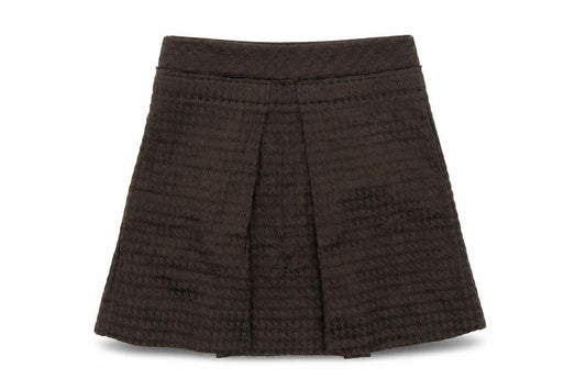 Front view of Pringle women’s brown a-line skirt, size UK 10