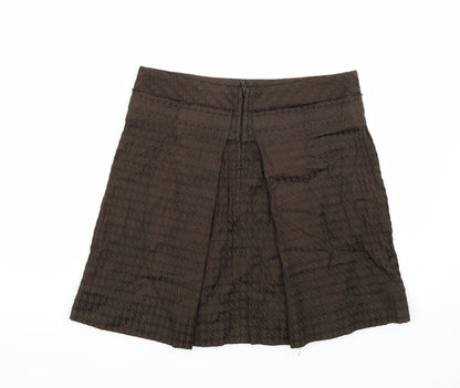 Back view of Pringle women’s brown a-line skirt, size UK 10