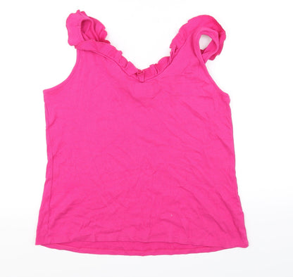 Back view of Preworn women’s pink basic tank, size L