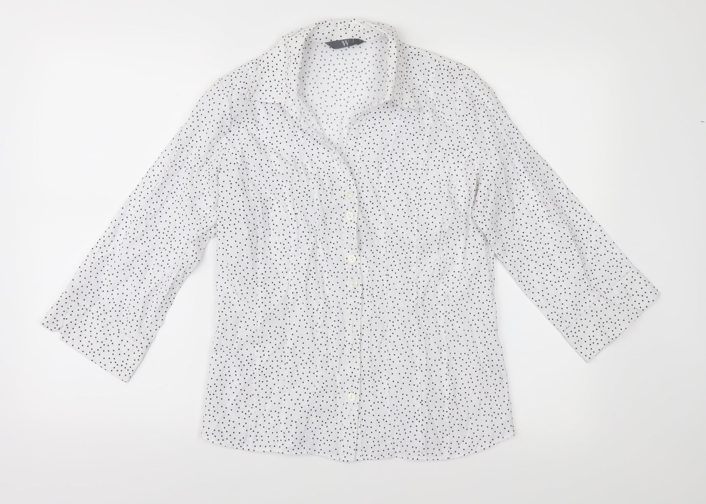 BHS Womens White Polka Dot  Basic Button-Up Size 10
