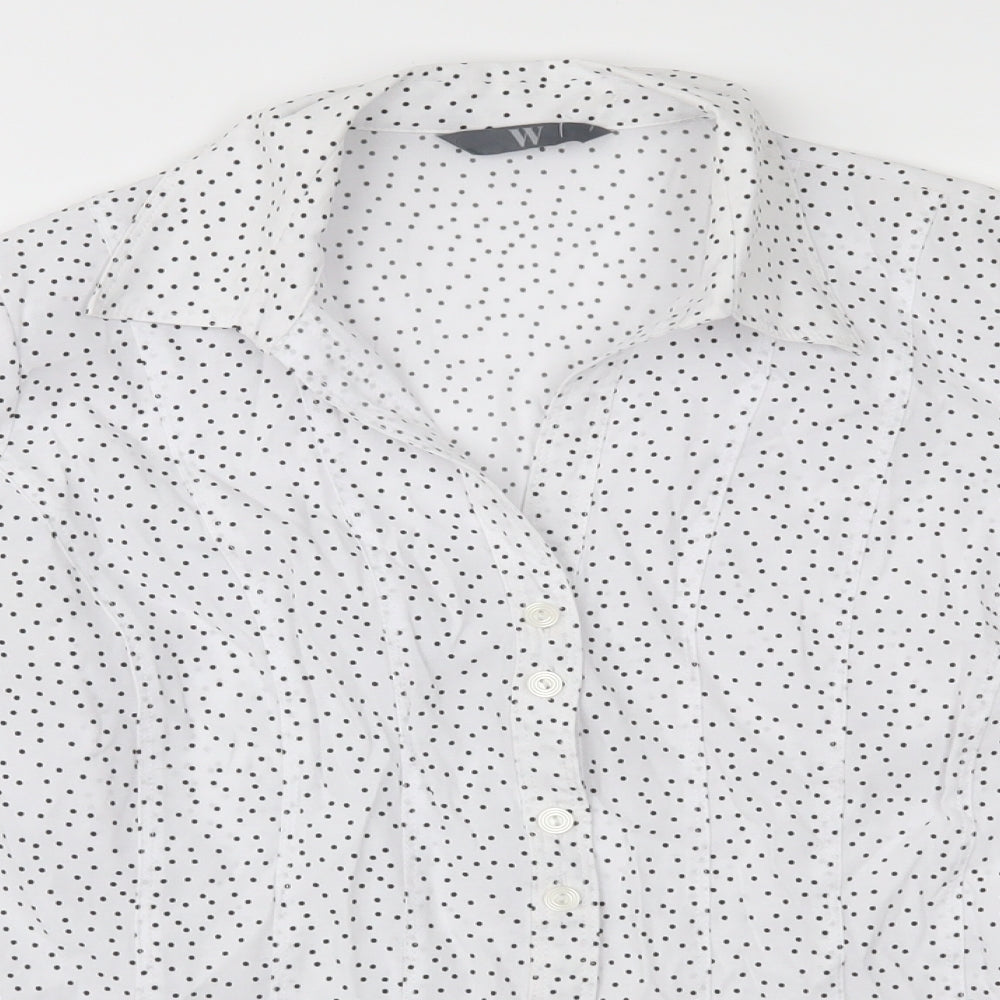 BHS Womens White Polka Dot  Basic Button-Up Size 10