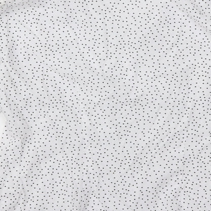 Brand and care label for BHS women’s white polka dot basic button-up, size UK 10