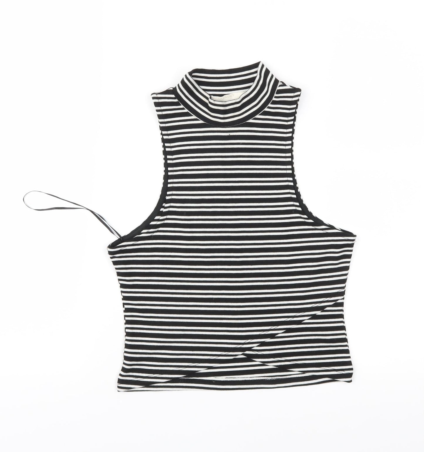 Vera & Lucy Womens Black Striped Jersey Basic T-Shirt Size M