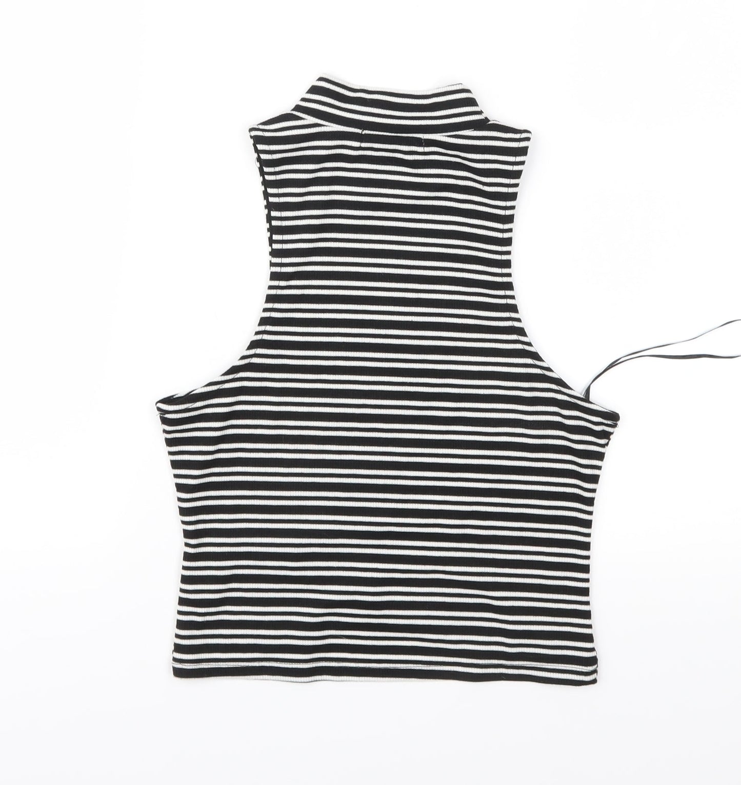 Vera & Lucy Womens Black Striped Jersey Basic T-Shirt Size M