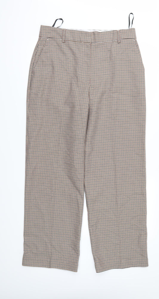 Marks and Spencer Womens Brown Houndstooth  Trousers  Size 14 L29 in