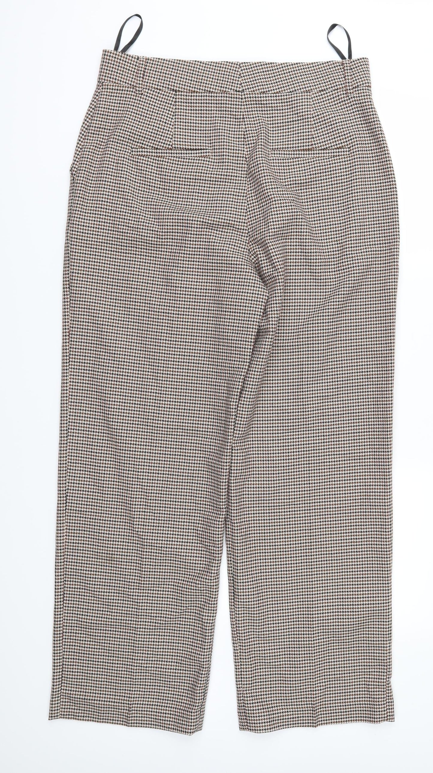 Marks and Spencer Womens Brown Houndstooth  Trousers  Size 14 L29 in