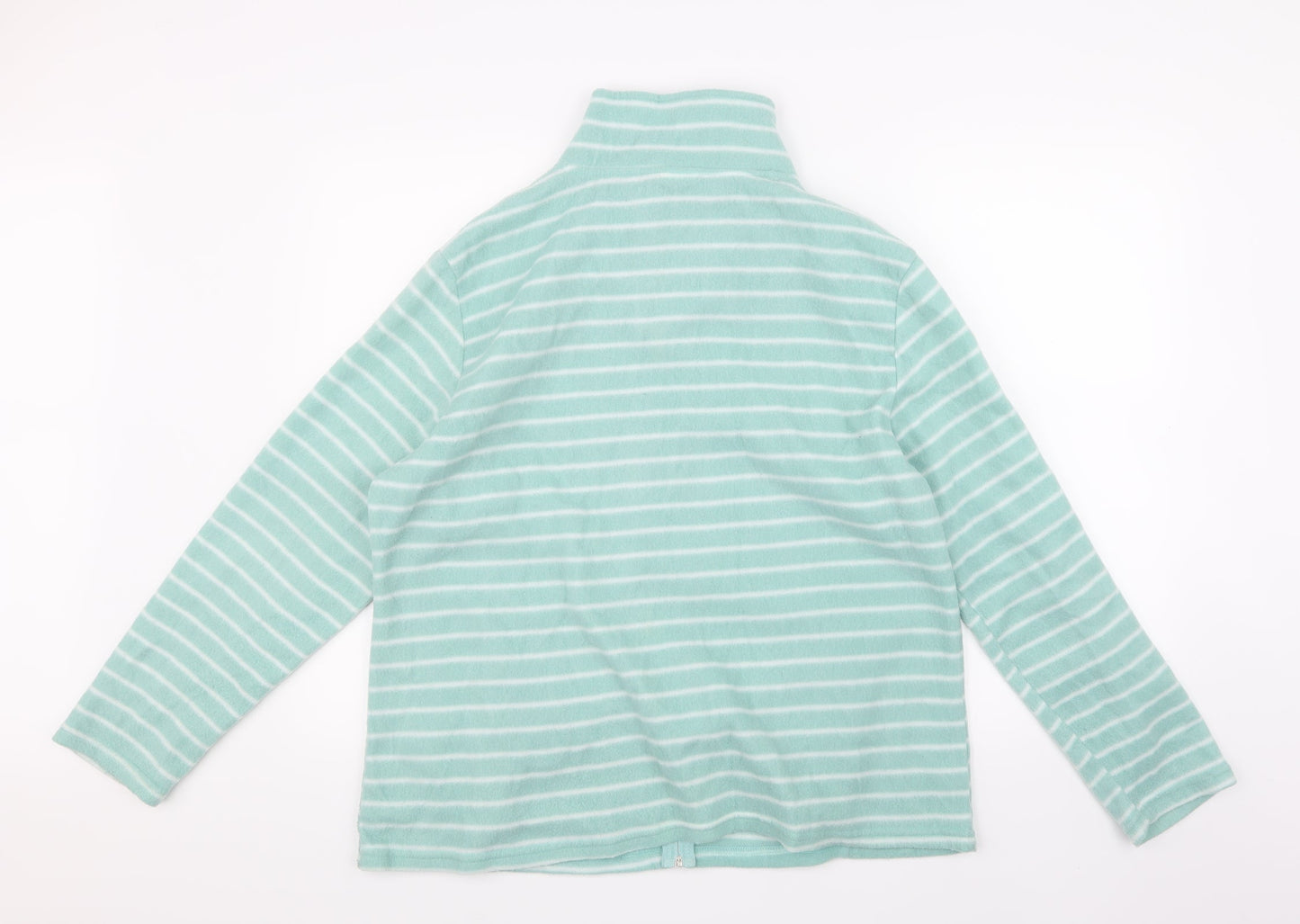 Anne De Lancay Womens Blue Striped Fleece Jacket  Size L