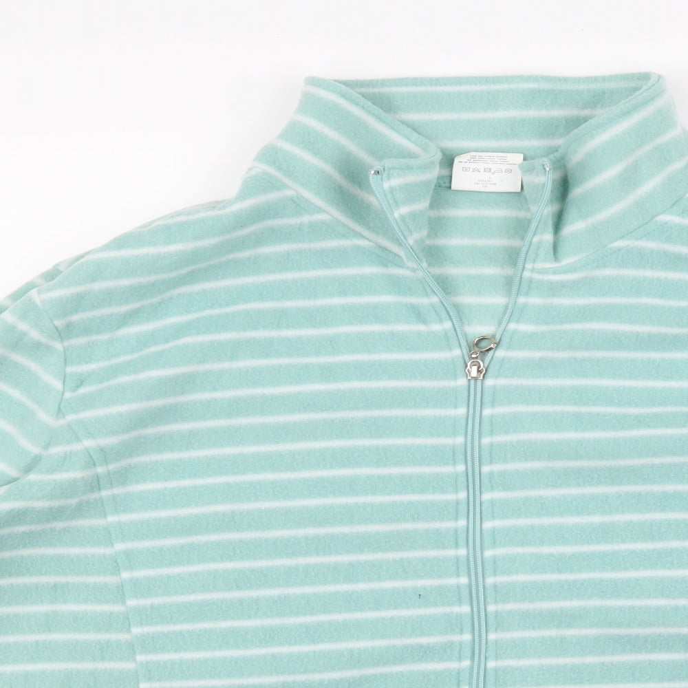 Anne De Lancay Womens Blue Striped Fleece Jacket  Size L