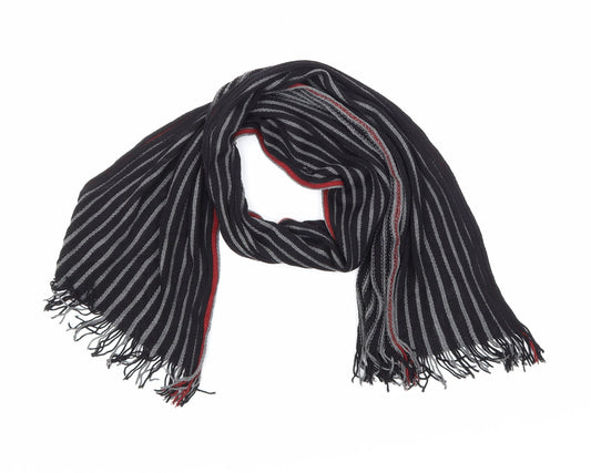 Preworn Mens Black Striped  Scarf  One Size