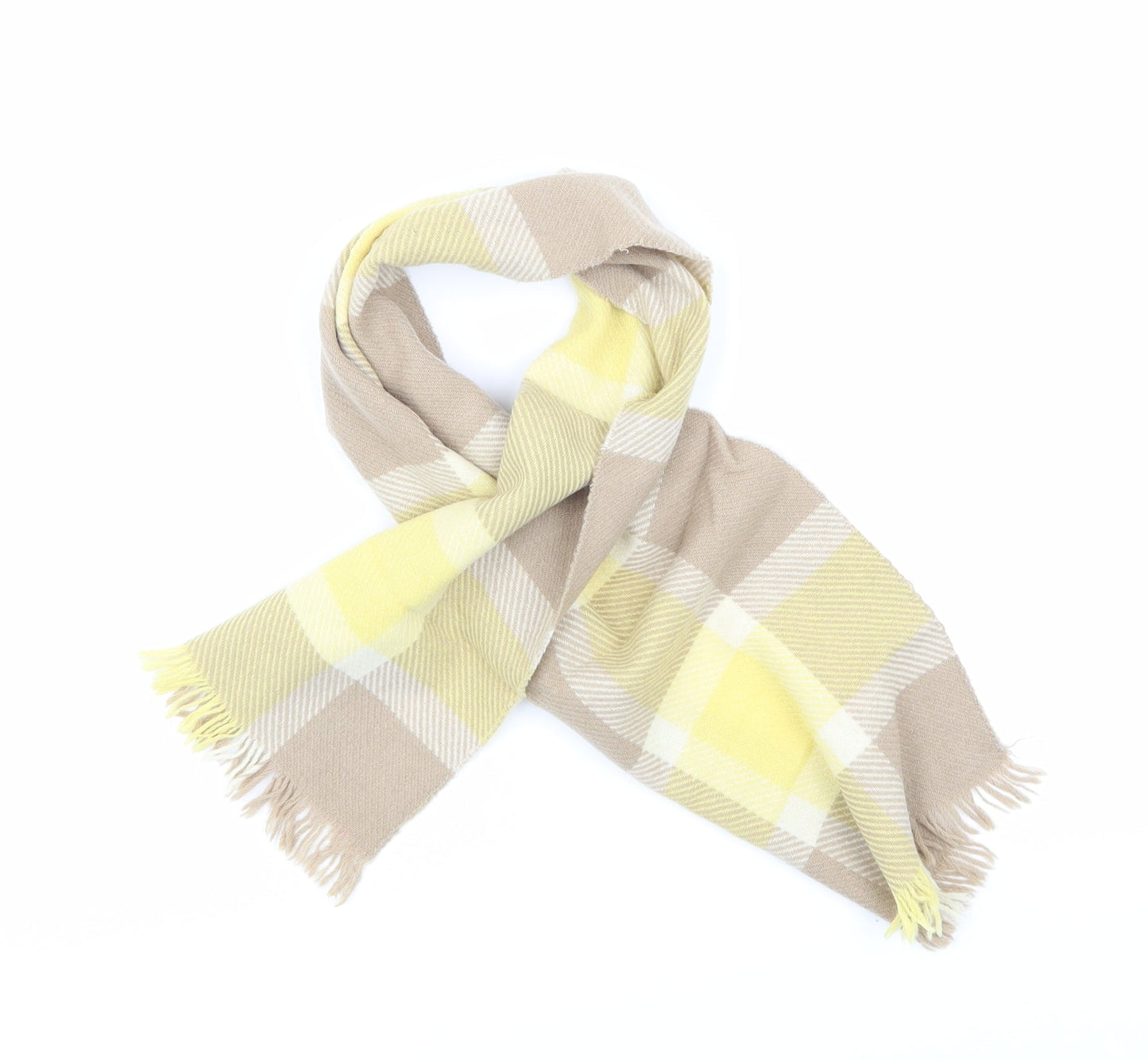 Preworn Womens Beige Check Knit  Scarf