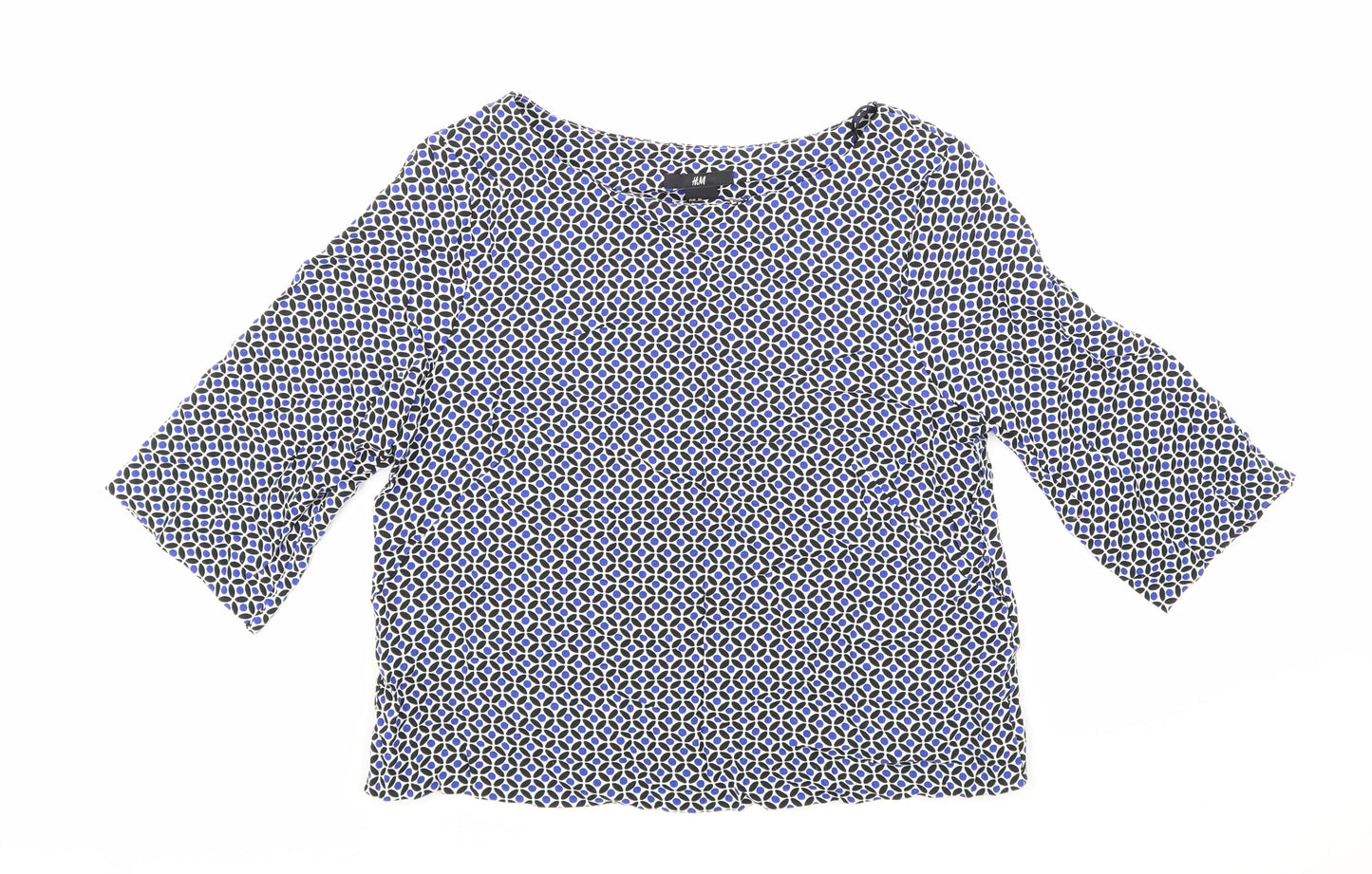 H&M Womens Blue Geometric  Basic Blouse Size 8