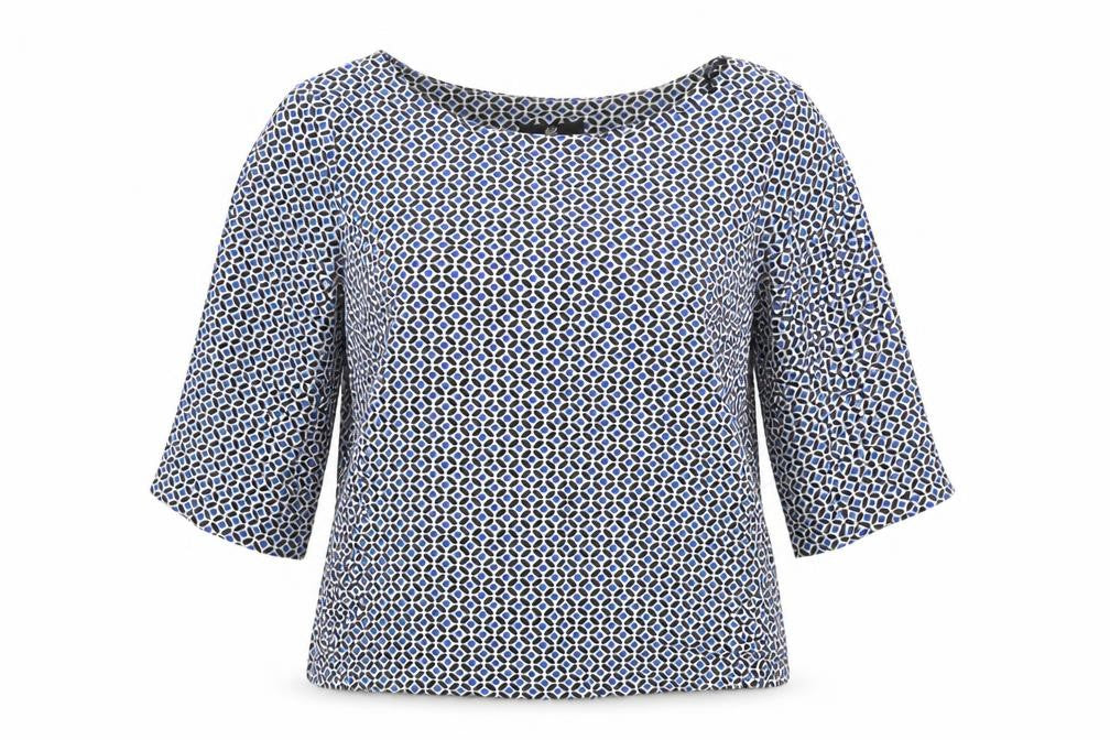 H&M Womens Blue Geometric  Basic Blouse Size 8