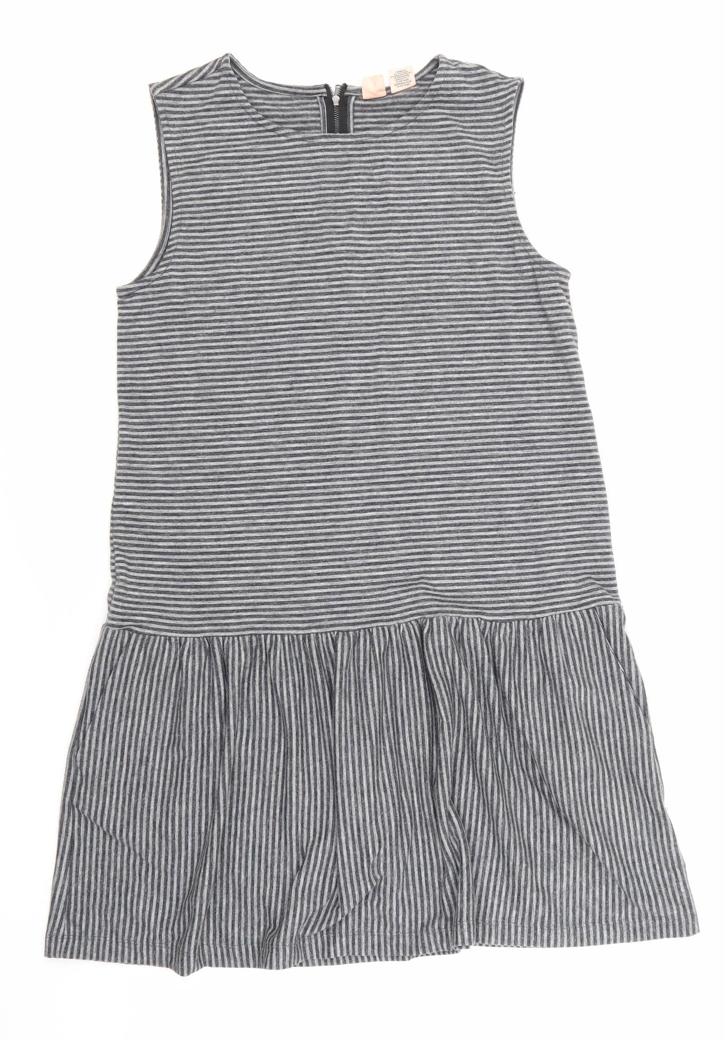 Artisan Womens Grey Striped  A-Line  Size M
