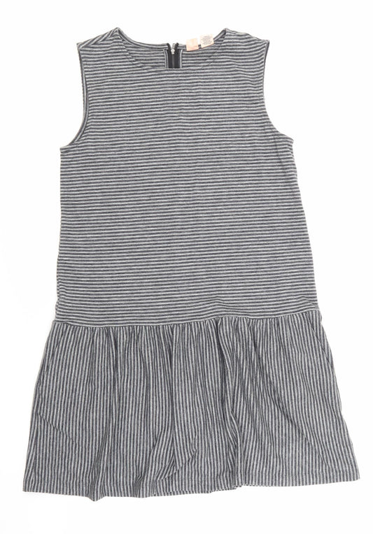 Artisan Womens Grey Striped  A-Line  Size M