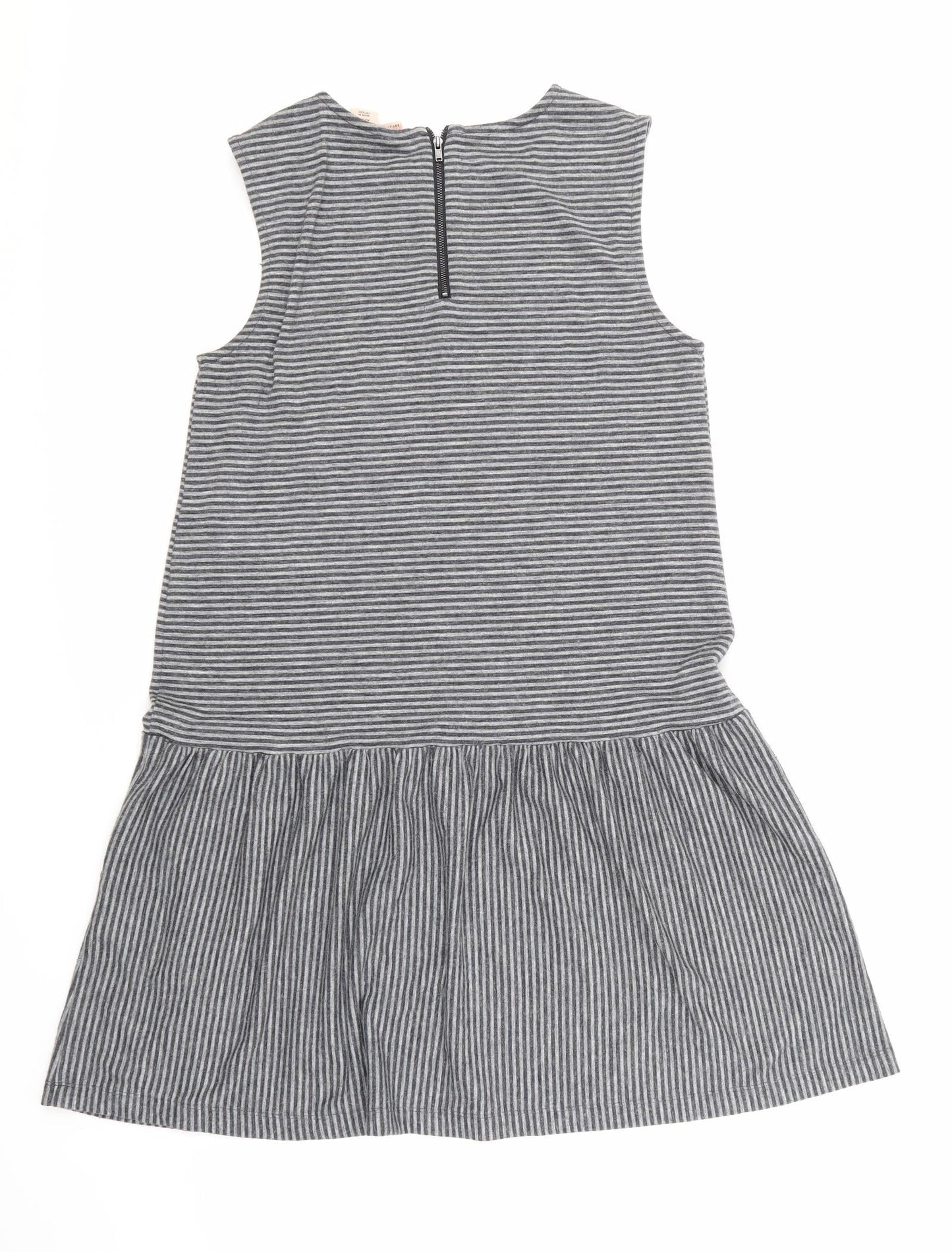 Artisan Womens Grey Striped  A-Line  Size M