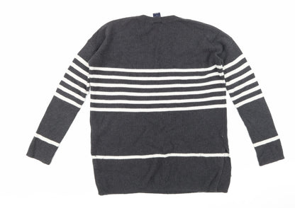 Back view of Gap women’s grey striped knit jumper, size M