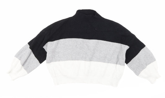 Cameo Rose Womens Grey Striped Knit Pullover Jumper Size L
