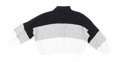 Back view of Cameo Rose women’s grey striped knit jumper, size L