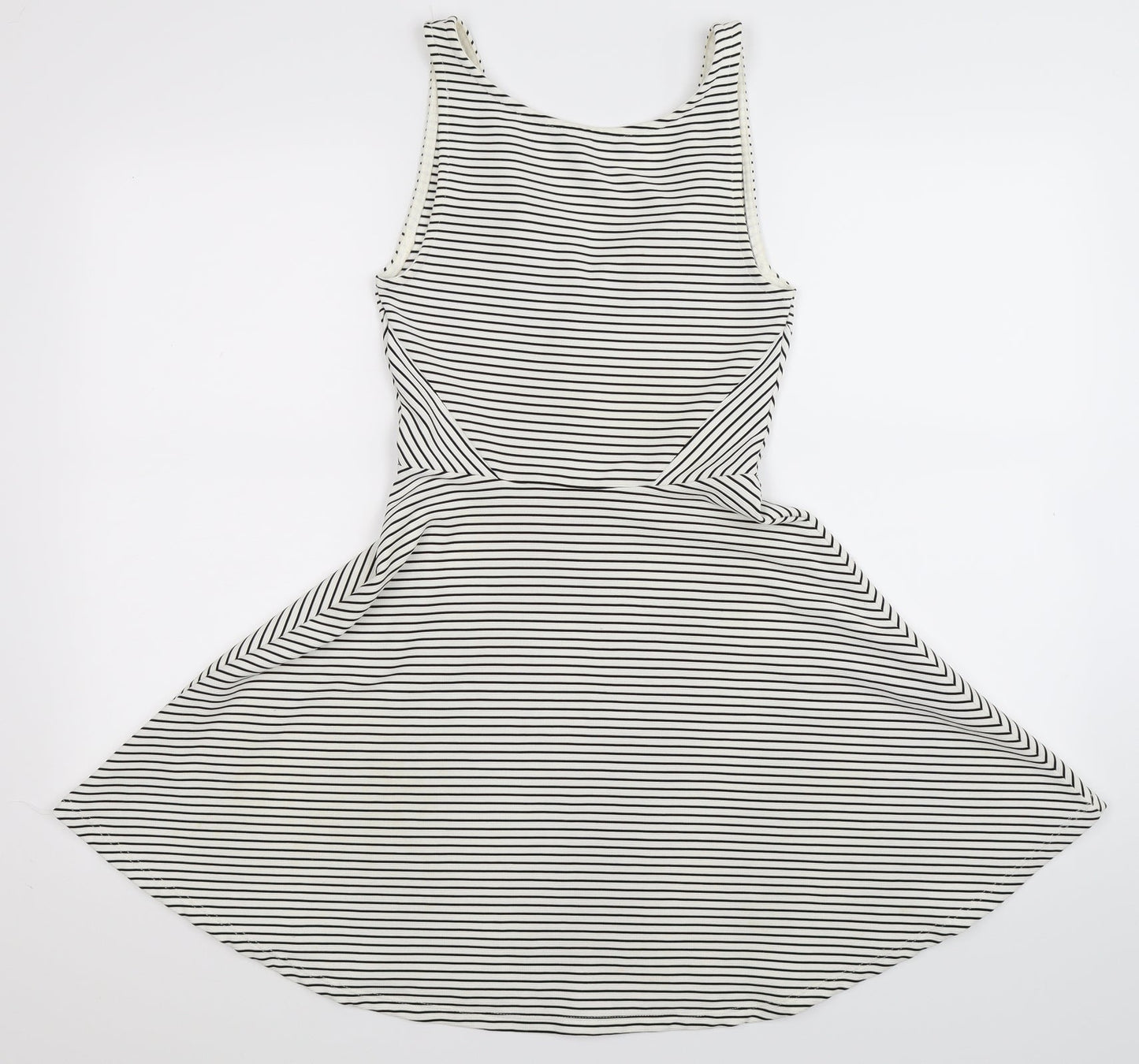 Divided Womens White Striped  Fit & Flare  Size 8