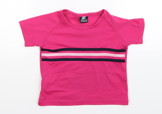 Sports Trading Girls Pink Striped  Basic Blouse Size 3 Years