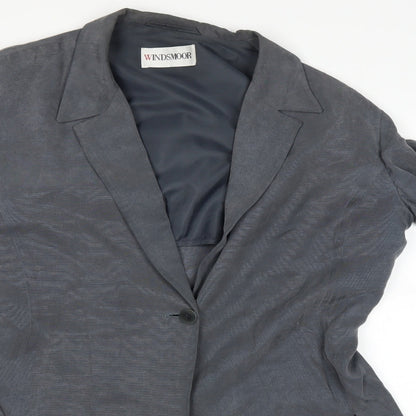 Close-up detail of Windsor women’s grey overcoat jacket, size UK 14