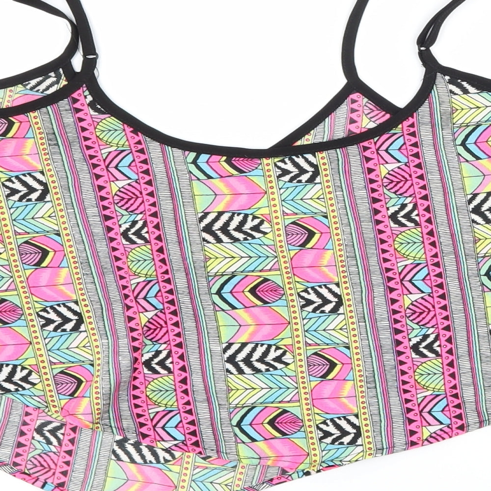 Primark Womens Pink Geometric  Cropped Tank Size 10  - Beach Wear