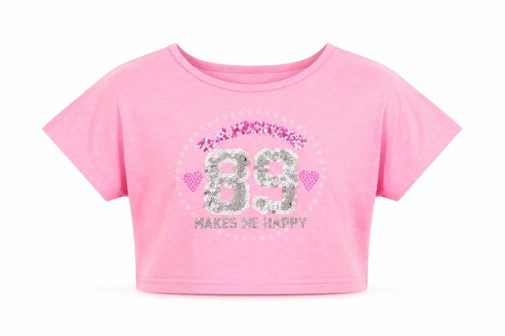 George Girls Pink   Cropped T-Shirt Size 7-8 Years  - graphic