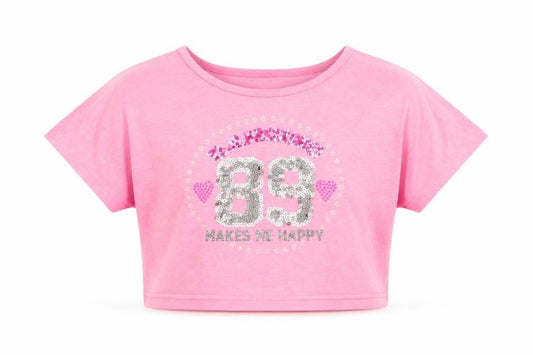 George Girls Pink   Cropped T-Shirt Size 7-8 Years  - graphic