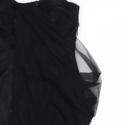 Close-up detail of Lipsy women’s black bodycon, size UK 10