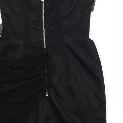 Brand and care label for Lipsy women’s black bodycon, size UK 10