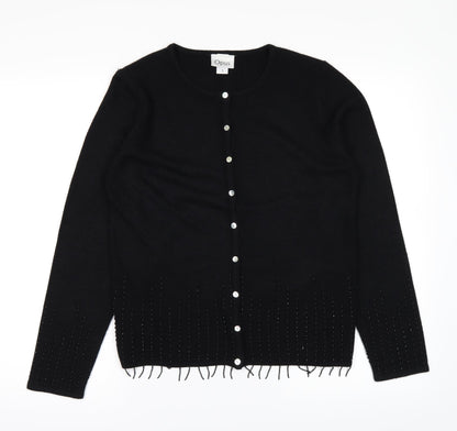 Additional front view of OPUS women’s black cardigan jumper, size S