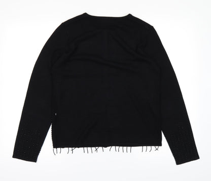 Back view of OPUS women’s black cardigan jumper, size S
