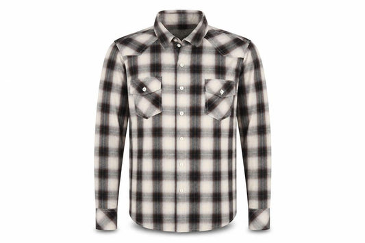Front view of Tracy M men’s brown button-up, size M