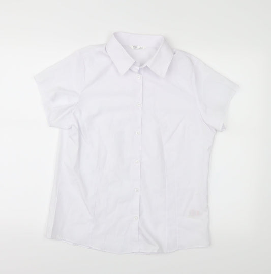 M&S Girls White   Basic Button-Up Size S