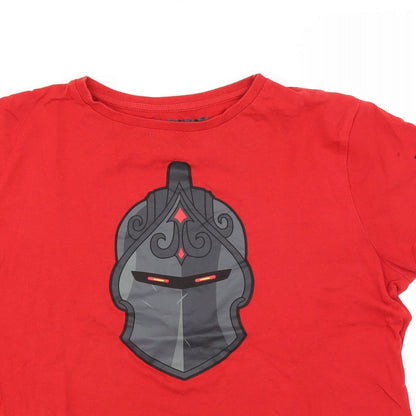 Close-up detail of Primark women’s red basic t-shirt, size XL, - fortnite