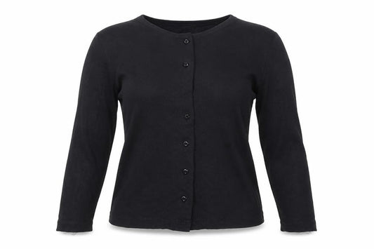 Front view of New Look women’s blue cardigan jumper, size UK 10