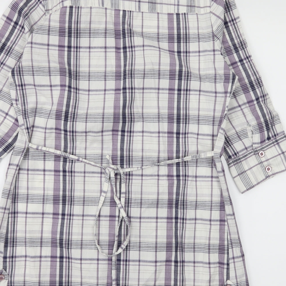 George Womens White Plaid  Basic Button-Up Size 10