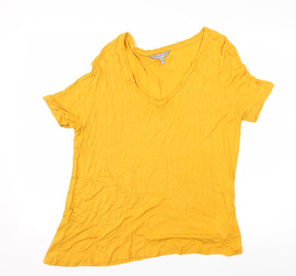 Additional front view of Shop 1One women’s yellow jersey basic t-shirt, size UK 14