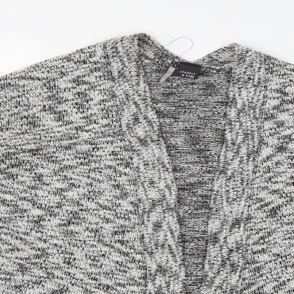 Sparkle & Fade Womens Grey Striped Knit Cardigan Jumper Size S