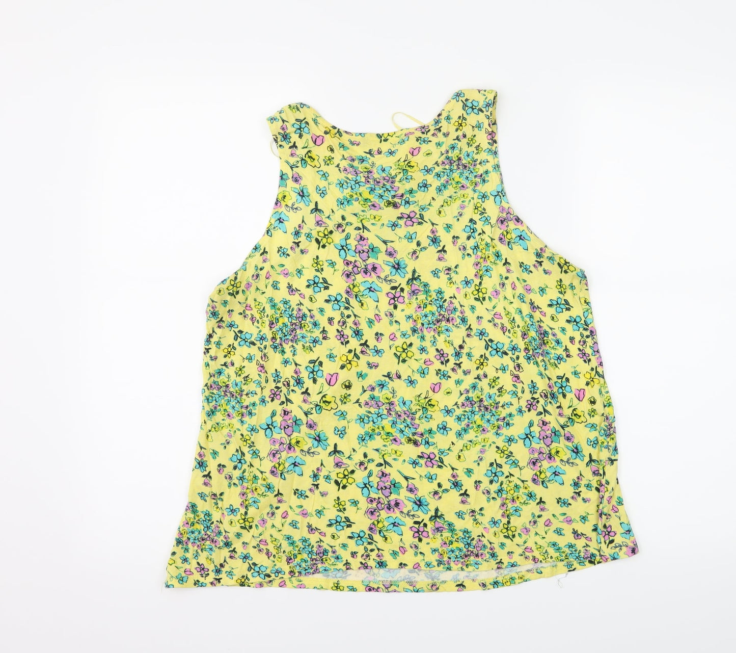 George Womens Yellow Floral  Basic Tank Size 14