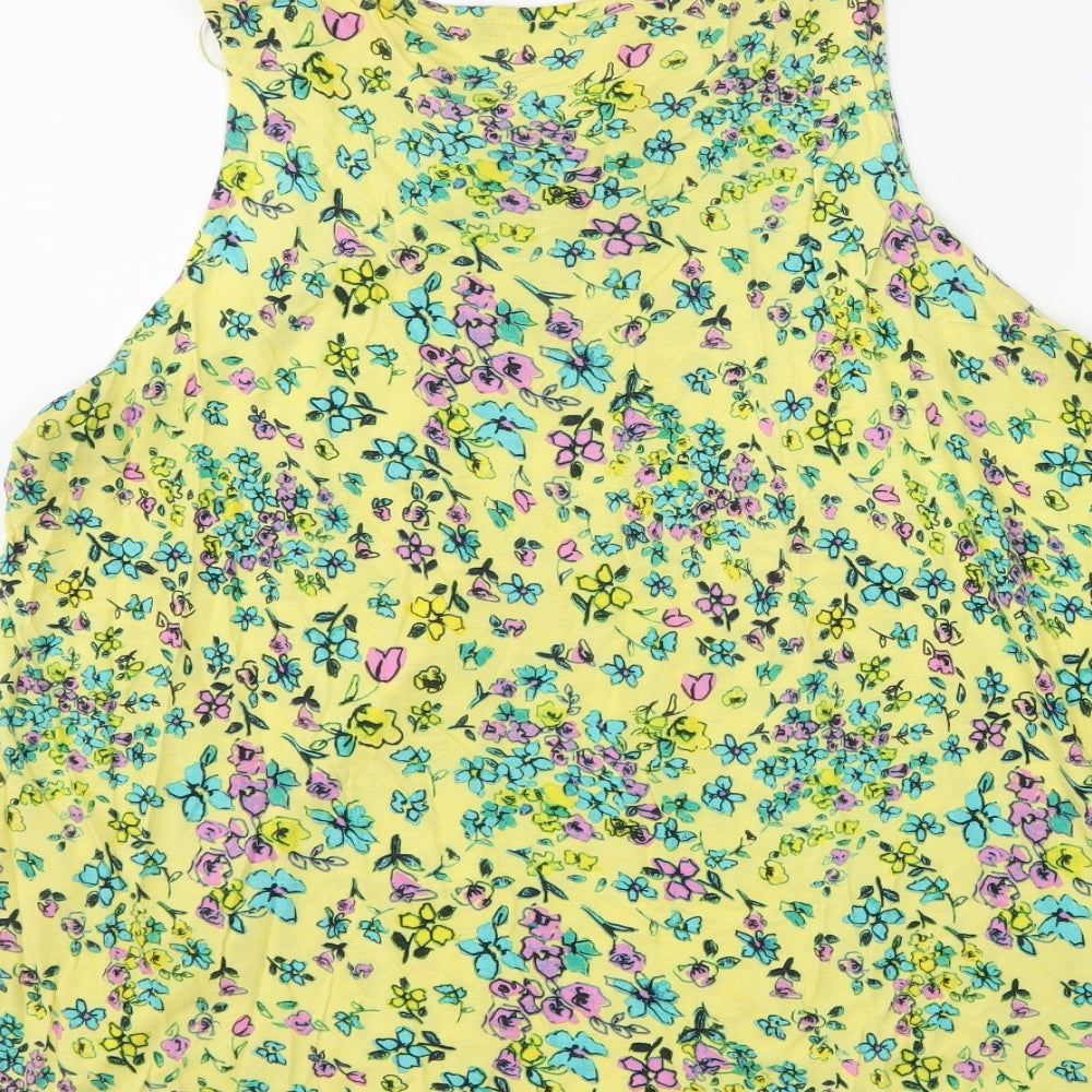 George Womens Yellow Floral  Basic Tank Size 14