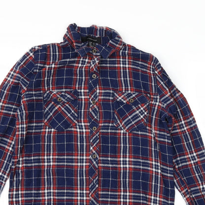 Close-up detail of Atmosphere women’s blue basic button-up, size UK 10