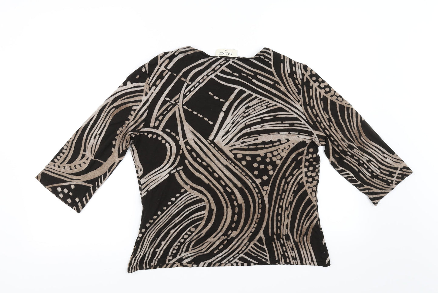 Kaliko Womens Brown Floral  Basic T-Shirt Size 14