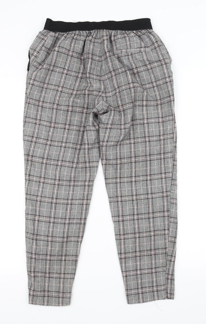 Back view of Primark women’s grey check trousers, size UK 6, 23-inch leg