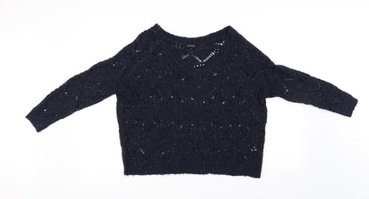Additional front view of River Island women’s blue jumper, size UK 8
