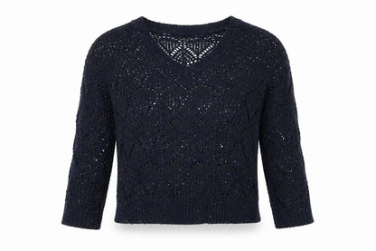 Front view of River Island women’s blue jumper, size UK 8