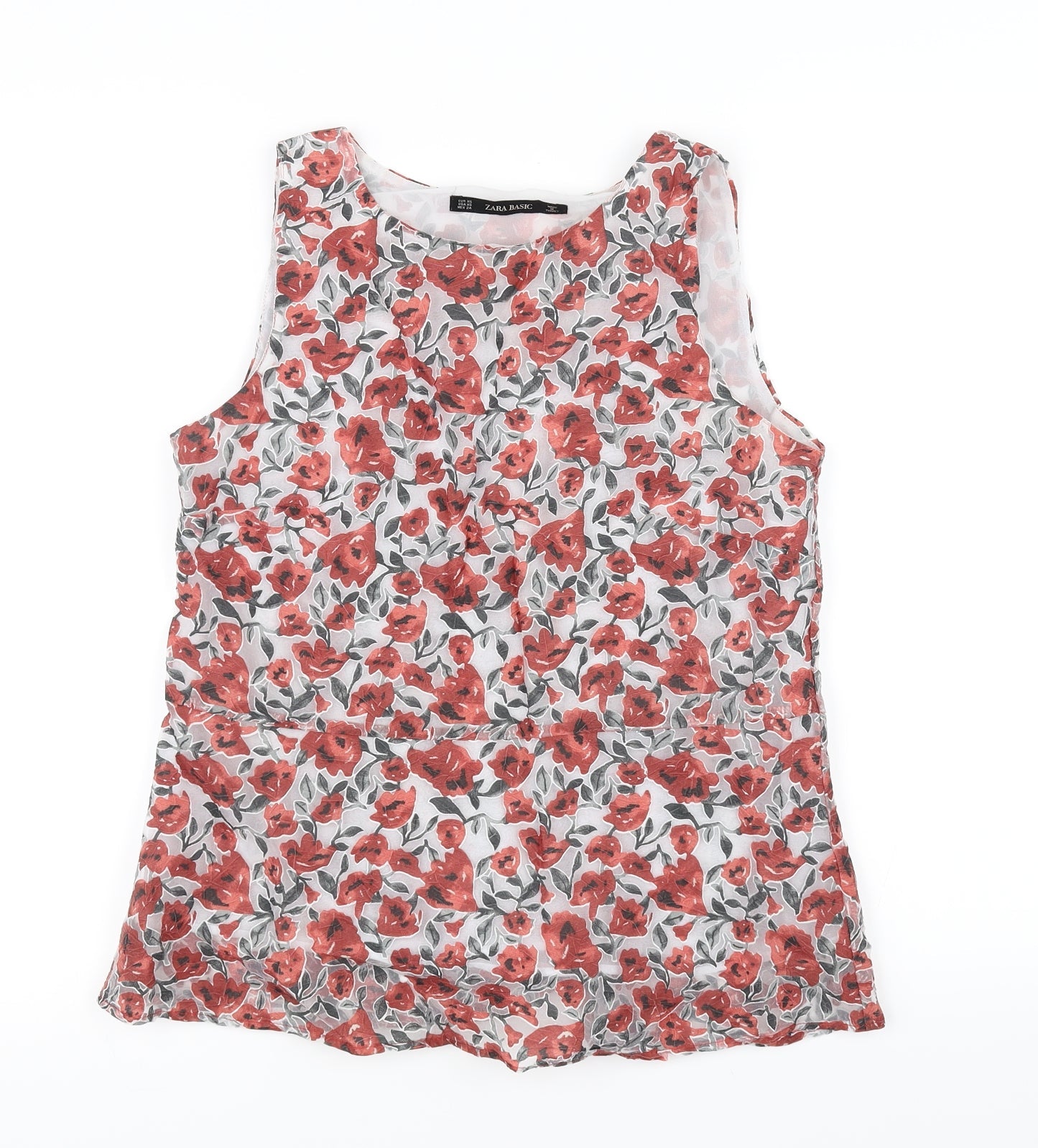 Zara Womens Grey Floral  Basic Blouse Size 4